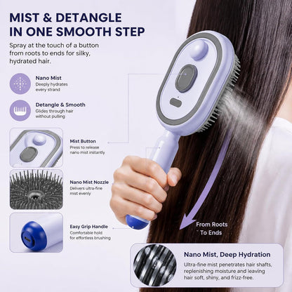 Steam Brush| Rechargeable Detangling Tool with Oil